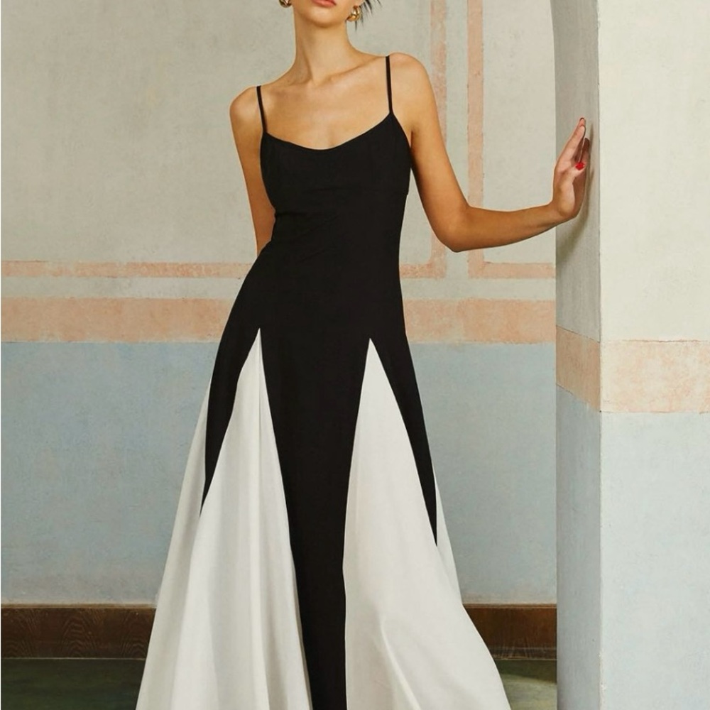 Elegant Black and White Evening Dress
